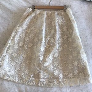 Pink Tartan Daisy-Print Skirt